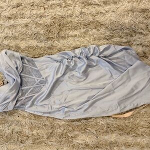 Oh Polly Light Blue Lace Satin Dress